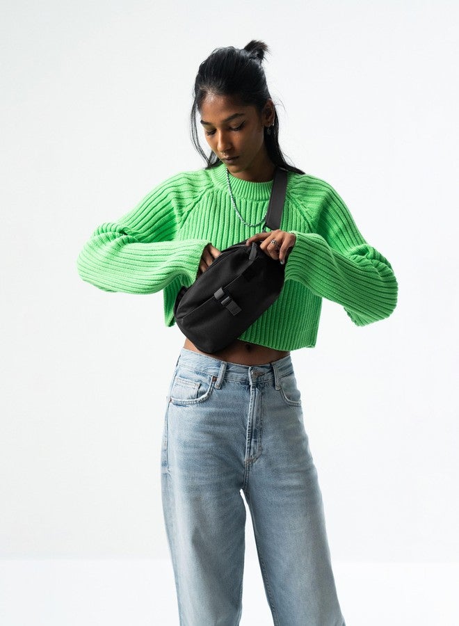 DailyObjects PET Orbit Fanny Unisex Sling Crossbody Waist Bag | Travel Pouch Bag | Stylish and Spacious | Adjustable Straps with G-Hook Closure | Made in India (Space Black) - Image 2